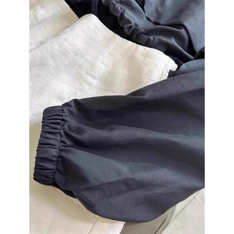 French Navy Blue Shirt Women's Spring and Autumn New Hem Drawstring Design Sense Niche Loose and Versatile Temperament Top 11