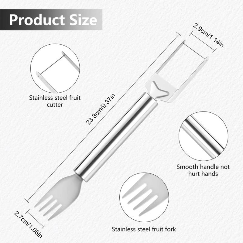 1-5PCS 2-in-1 Stainless Steel Fruit Cutter Watermelon Fork Slicer Portable Kitchen Tool for Home Party Camping
