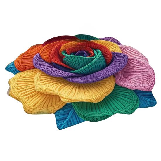 

3D Flower Area Rug Absorbent Quick Dry Irregular Plush Floral Floor Mat Washable Non-slip Living Room Bedroom Bathroom Kitchen Decoration Carpet 60cm D