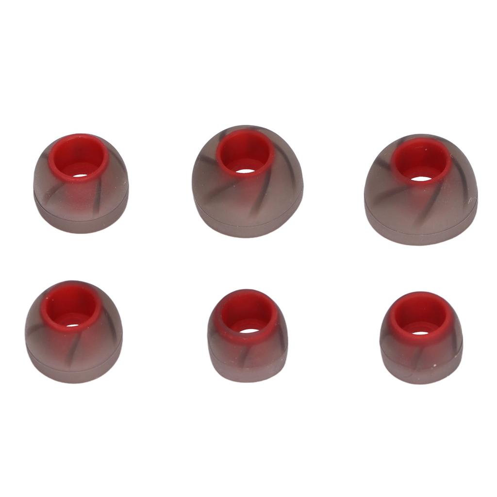 6pcs Earphone Eartips Silicone Soft Noise Isolation 3 Sizes Replacement Earplugs for 4.5‑6.5mm Sound HoleGray Red