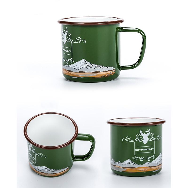 Outdoor Back To Ancients Creative Enamel Camping Mug 300ml Metal Enamel Coffee Tea Camping Hiking Backpacking Fishing Picnic