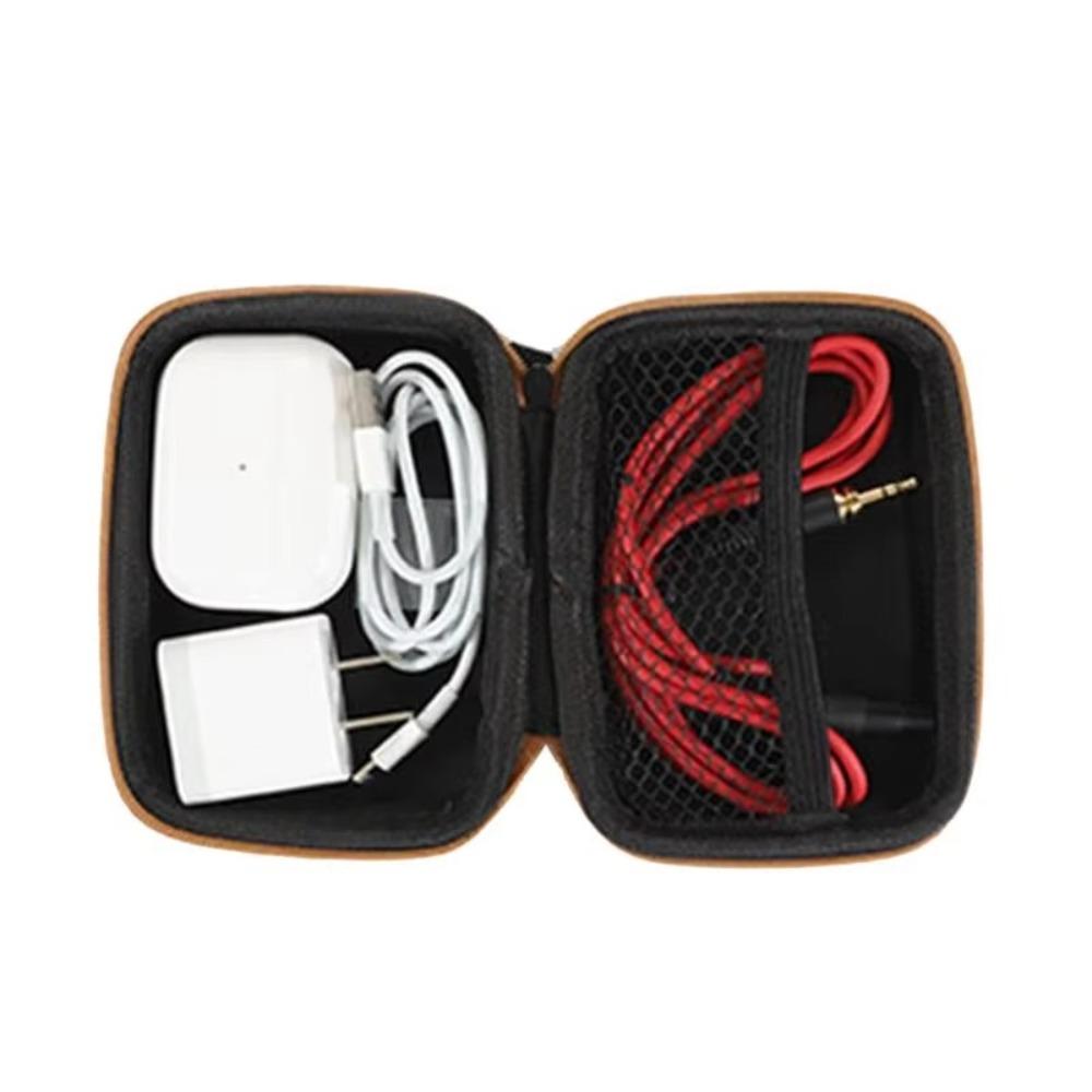 Anti-collision Charger Protective Cover PU Leather Earphone Storage Bag USB Data Cable Organizer