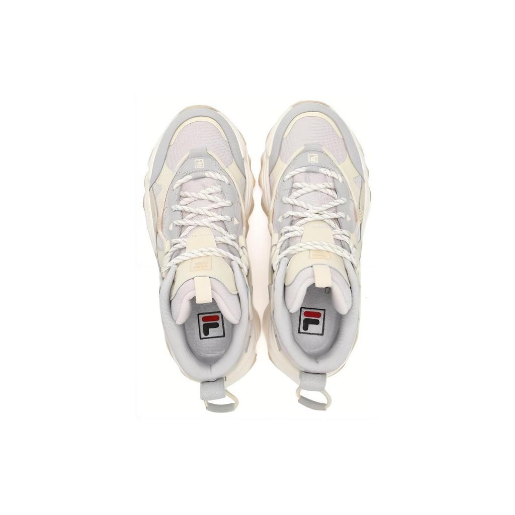 FILA Fluid 5 Cat Paw 5.0 Fabric Synthetic Leather Rubber Shock Absorbing Wear Resistant Mid Top Casual Shoes Women Casual Shoes Beige F12W412116FVW