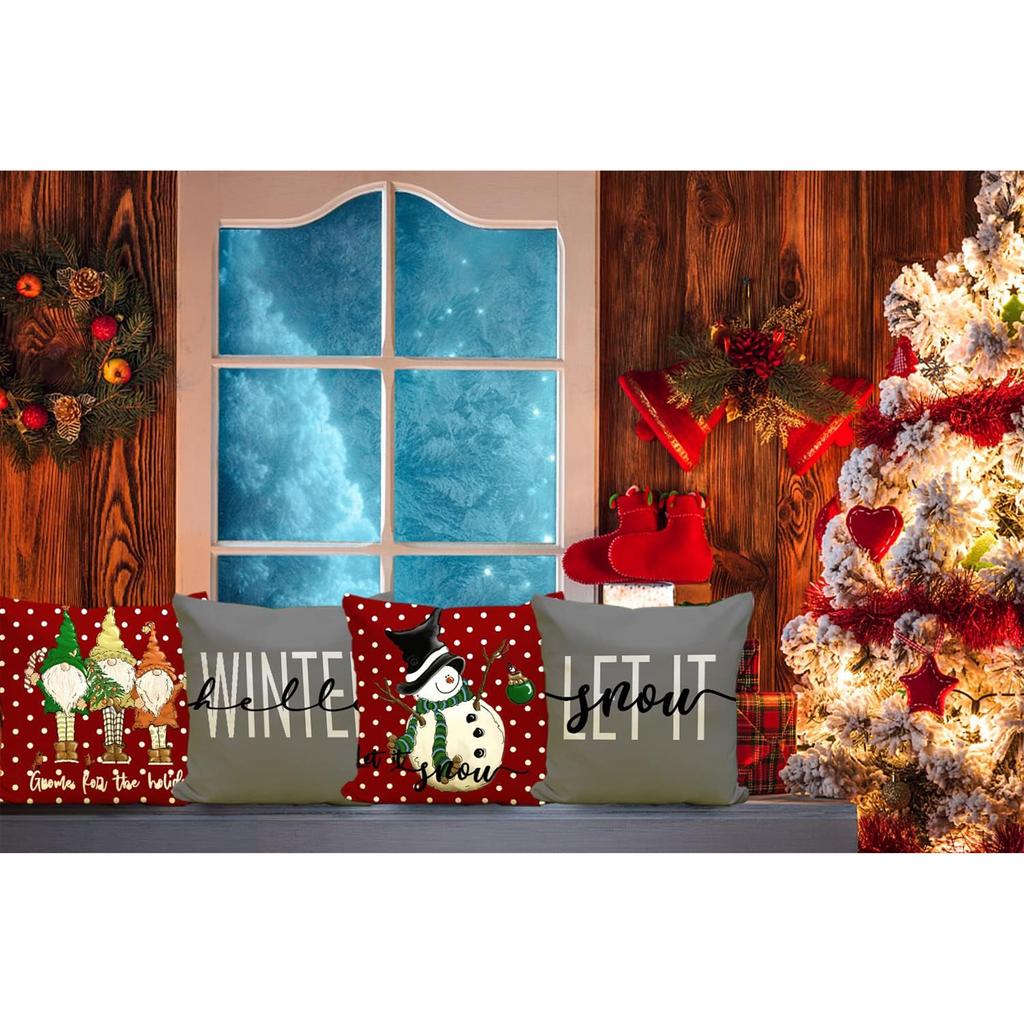 Christmas Magic: Snowman, Gnome, and Winter Hello Pillow Covers sofas, bedroom pillow covers, holiday gifts
