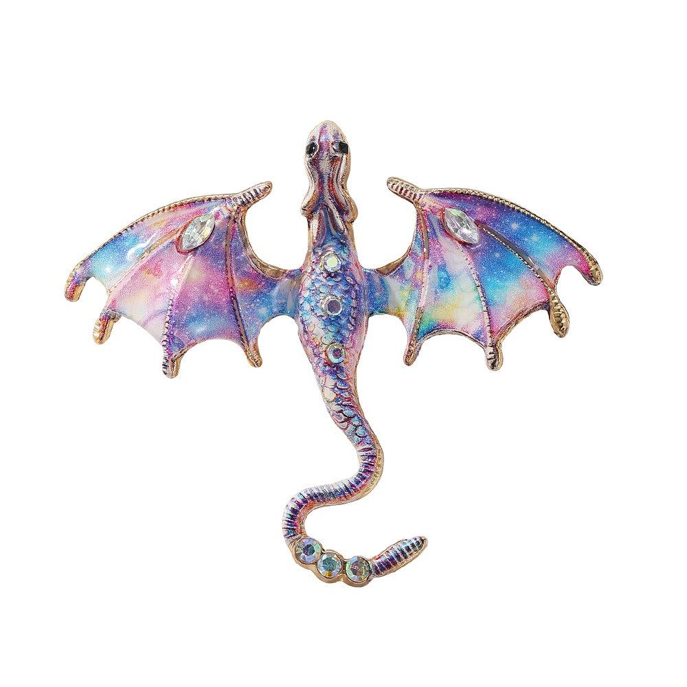 Zinc Zinc Zinc Alloy Crystal Wing Dragon Pin Colorful Rhinestone Animal Dragon Brooch Daily Wear