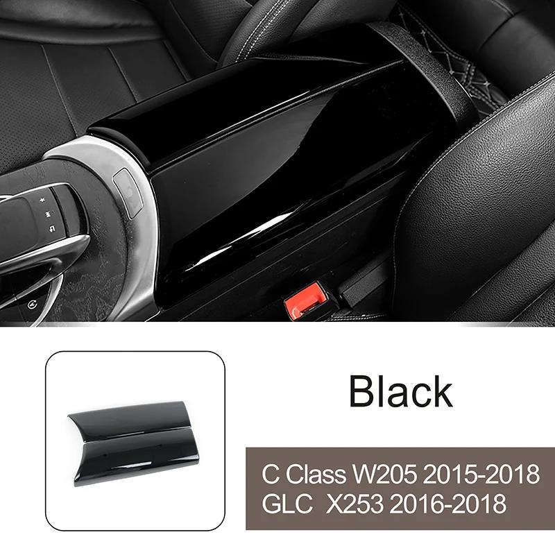 For Mercedes Benz C Class W205 GLC X253 Console Armrest Box Panel Cover Interior Car Accessories Carbon Fiber Pattern Stickers