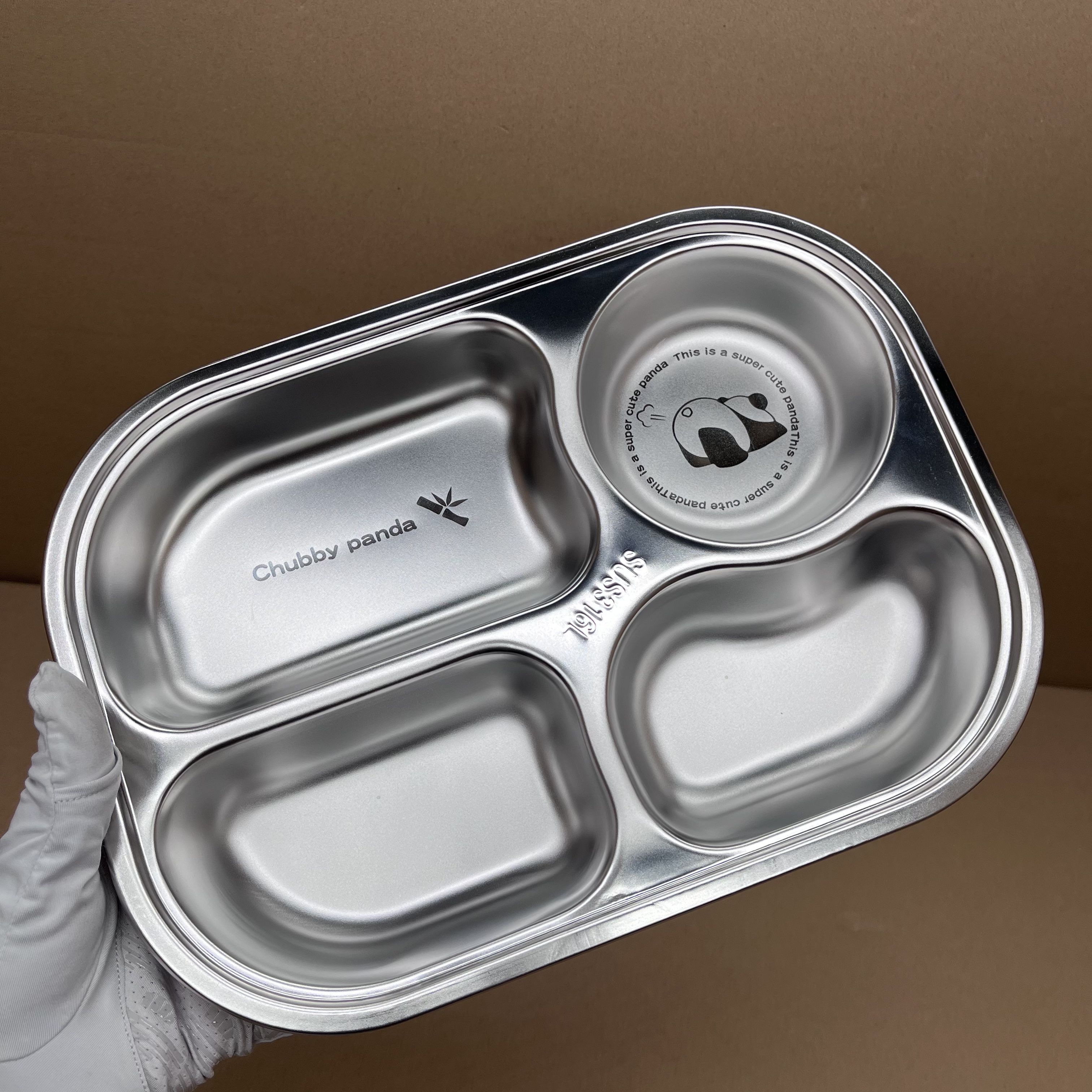 

Food Grade 316L Cute Partitioned Dinner Plate Quantitative Sectioning No Cross-Flavoring Dishwasher And Disinfectant Safe