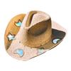Women Hat Hat Wide Brim Star Straw Bohemian Style Breathable Woven