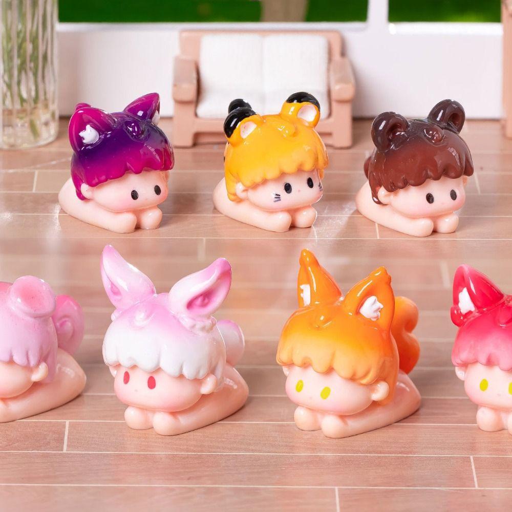 Cartoon Style Miniature Animal Figurine Modern Design Mini Animal Model  Fairy Garden