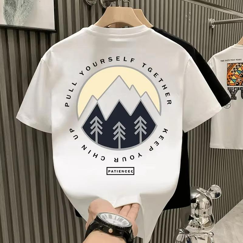 ZX 2026 new Highquality mens summer new style heavyweight thin pure cotton shortsleeved Tshirt with printed pattern S