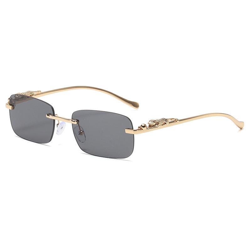 Vintage Leopard Head Square Sunglasses Unisex Rimless Sunglasses Marine Piece Glasses