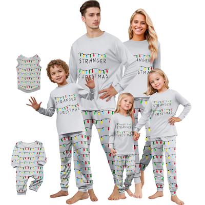 Print Cute Family Set Pajamas, Home Clothes, Family Set Long Sleeve Top Pants Set