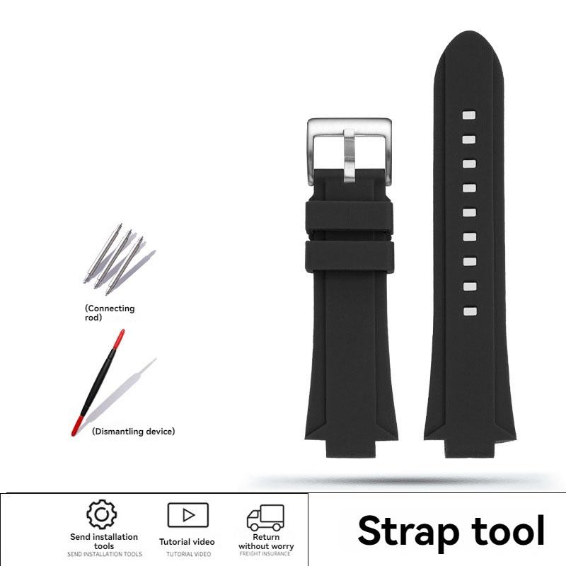 

Для GUESS W0149L5 Мягкий силиконовый каучуковый ремешок для часов Спортивный водонепроницаемый браслет на запястье с приподнятым краем 26x14 мм Черный Синий 26x14mm