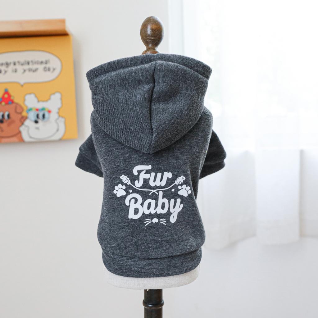 Pet circle pet clothes, dog clothing, white body plush baby, ash sweatshirt