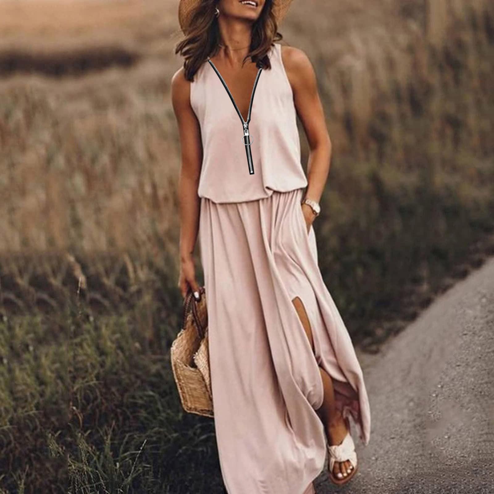 

Летнее женское платье, длинное платье без рукавов, повседневное женское платье на молнии с буквенным принтом на талии XXXXL