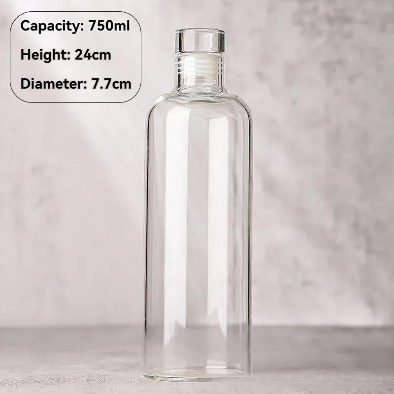 350-1000ml Clear Glass Empty Bottles with Lids Large Capacity Seal Shrink Capsules Bottles for  Beverages Juice Kombucha Storage