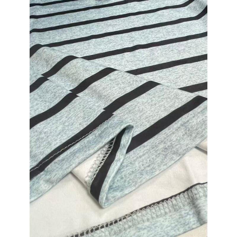 Women's Spring and Autumn New Fashion Versatile Striped Contrast Button Casual Long-sleeved T-shirt