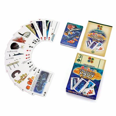 Carolata Real Fish Playing Cards Animal Fish Toy Educational Toy Playing Card Game Picture Book Gift Present (Fish/Quiz Included/Plastic)
