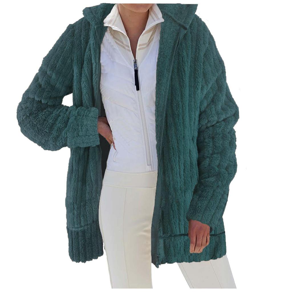 Übergröße Damen Freizeitjacke mit Kapuze Reißverschluss Einfarbig Jacke Beste Wahl für Herbst und Winter