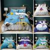 3D Cartoon Duvet Cover Set Science Fiction Space Themed with Earth and Rocket,Decorative Bedding Set,Queen Size Quilt Cover