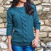 Women's Fashionable Hemp Rope Knitted Detail Round Neck Long Sleeve Sweater Luxurious Relaxed-fit Slimming and Versatile Top