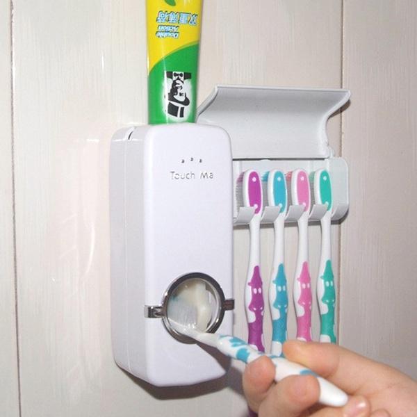 Elegant Home Auto Automatic Toothpaste Dispenser And Toothbrush Holder Set With Premium Quality Construction