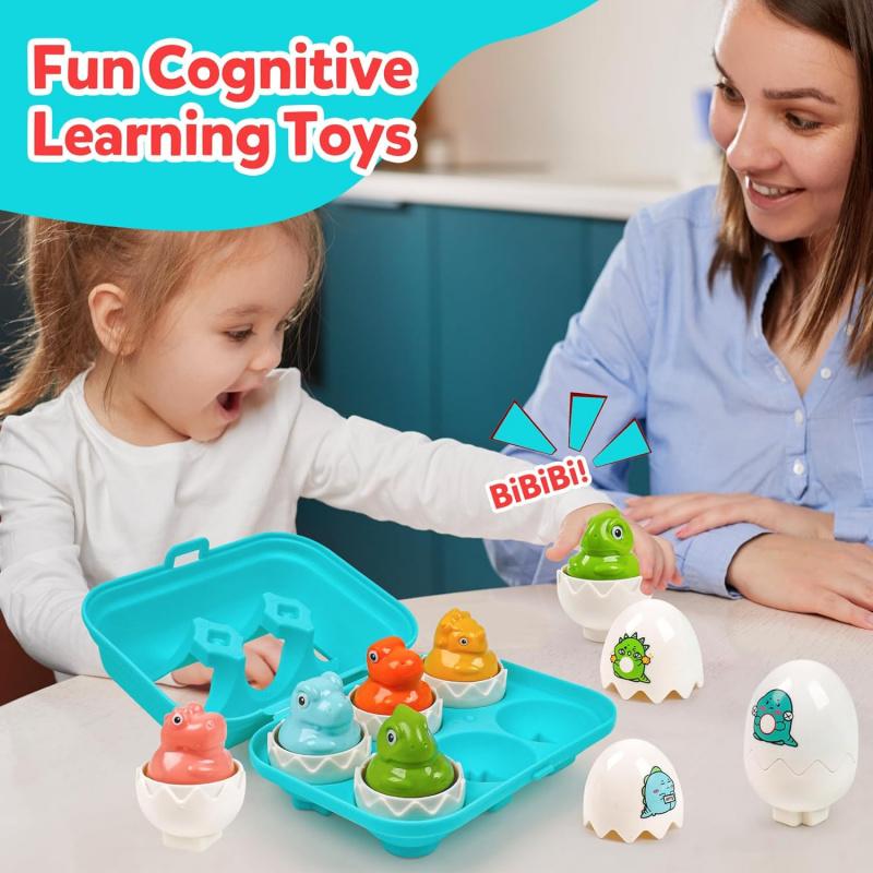 Educational Learning Game Matching Sorting Toys With Eggs Storage Box Dinosaur Smart Eggs Games Sorters Toy For Children Gifts