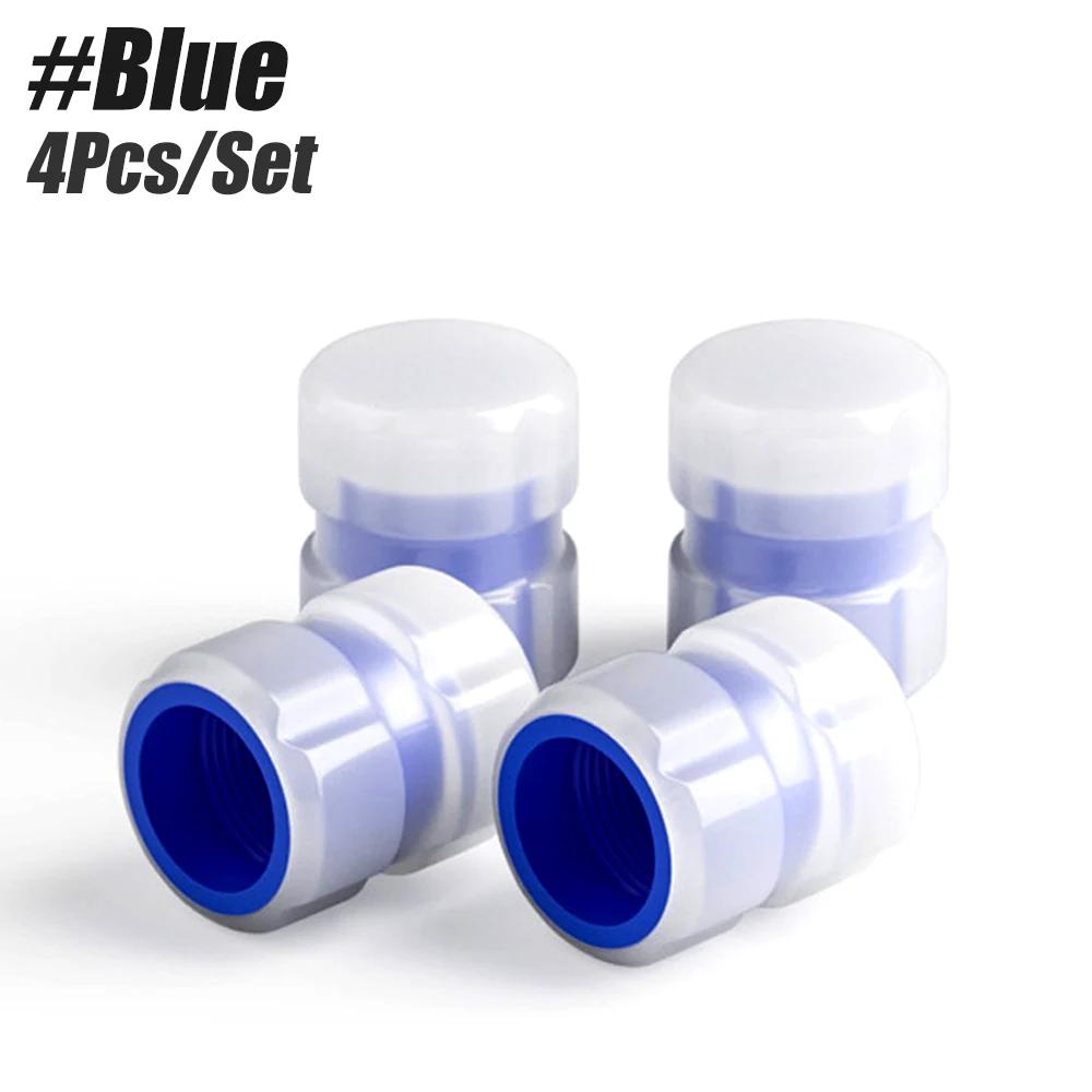 4Pcs/Set Luminous Tire Valve Stem Caps, Fluorescent Tire Air Cap,Tire Valve Accessories, Suitable for Car Truck Motorcycle Bike синий