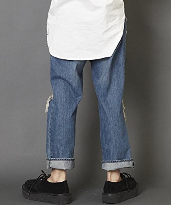 Unrelaxing Distressed Weit Denim Größe UR-403, S, Blau, UR-403_BL01S001