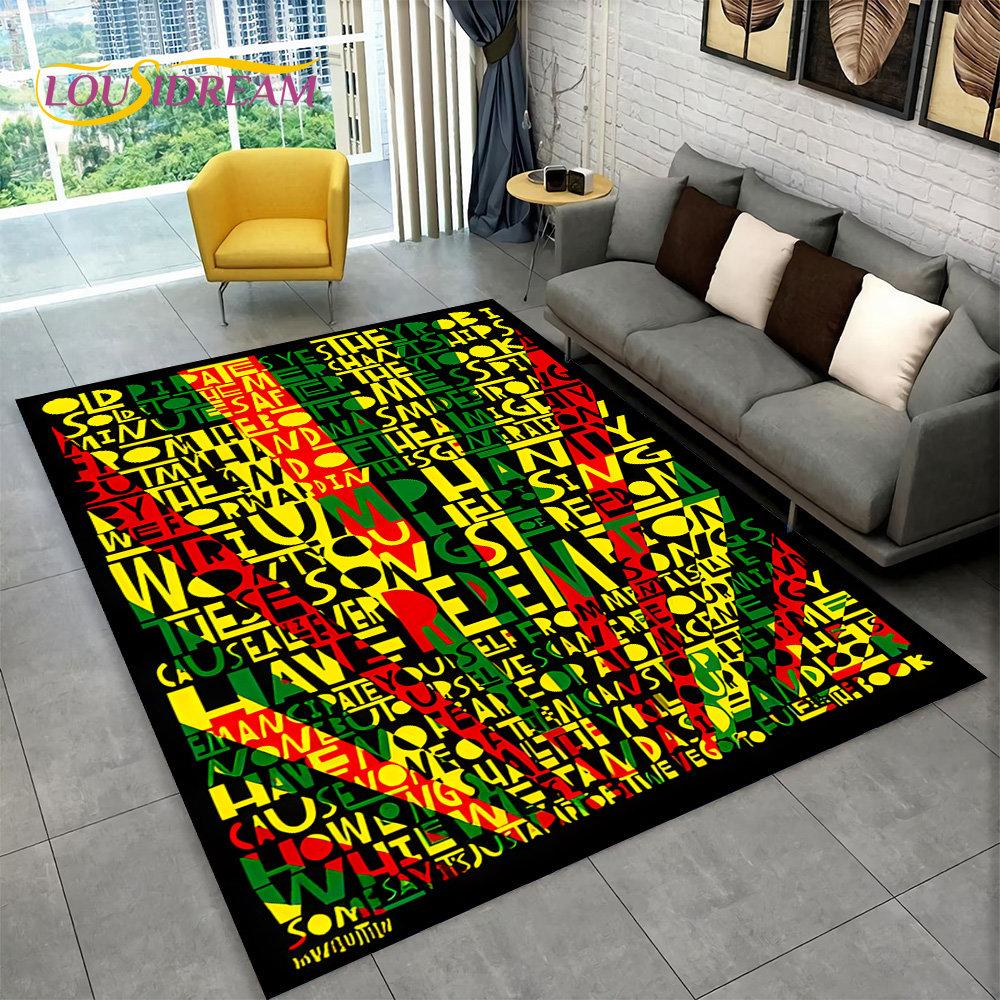 Bob Marley Reggae Music Maple Leaf Jamaican Area Rug,Carpet Rug for Living Room Bedroom Sofa Doormat Decor,Non-slip Floor Mat
