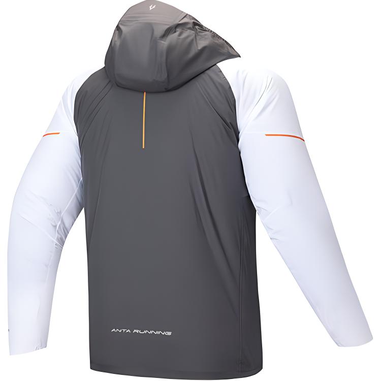 Anta Running Series Sport Casual Color Block Simple Hooded Jacket Men Jackets Castle-Gray Pure-White 152445603-1