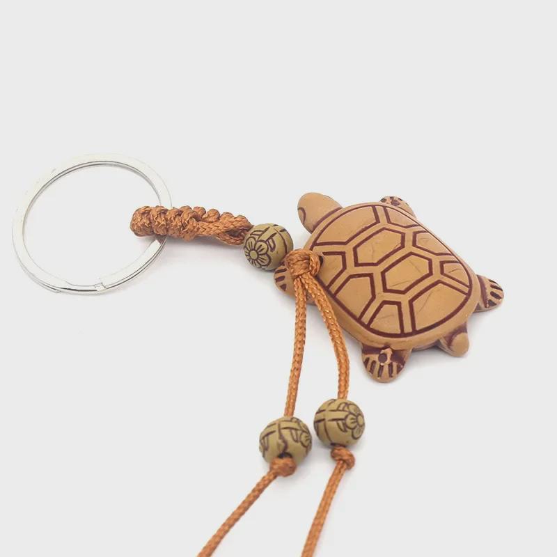 Imitation Wood Turtle Elephant Horse Keychain Pendant