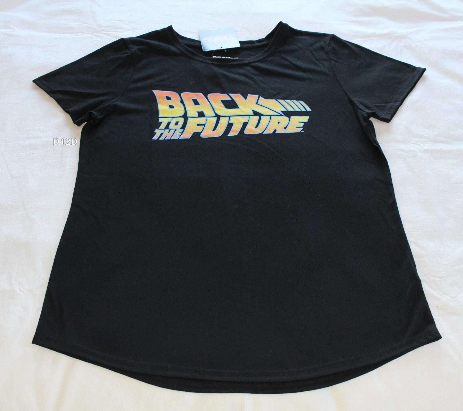 

Back To The Future Logo Ladies Black Printed Short Sleeve T Shirt Size 14 New 2XL