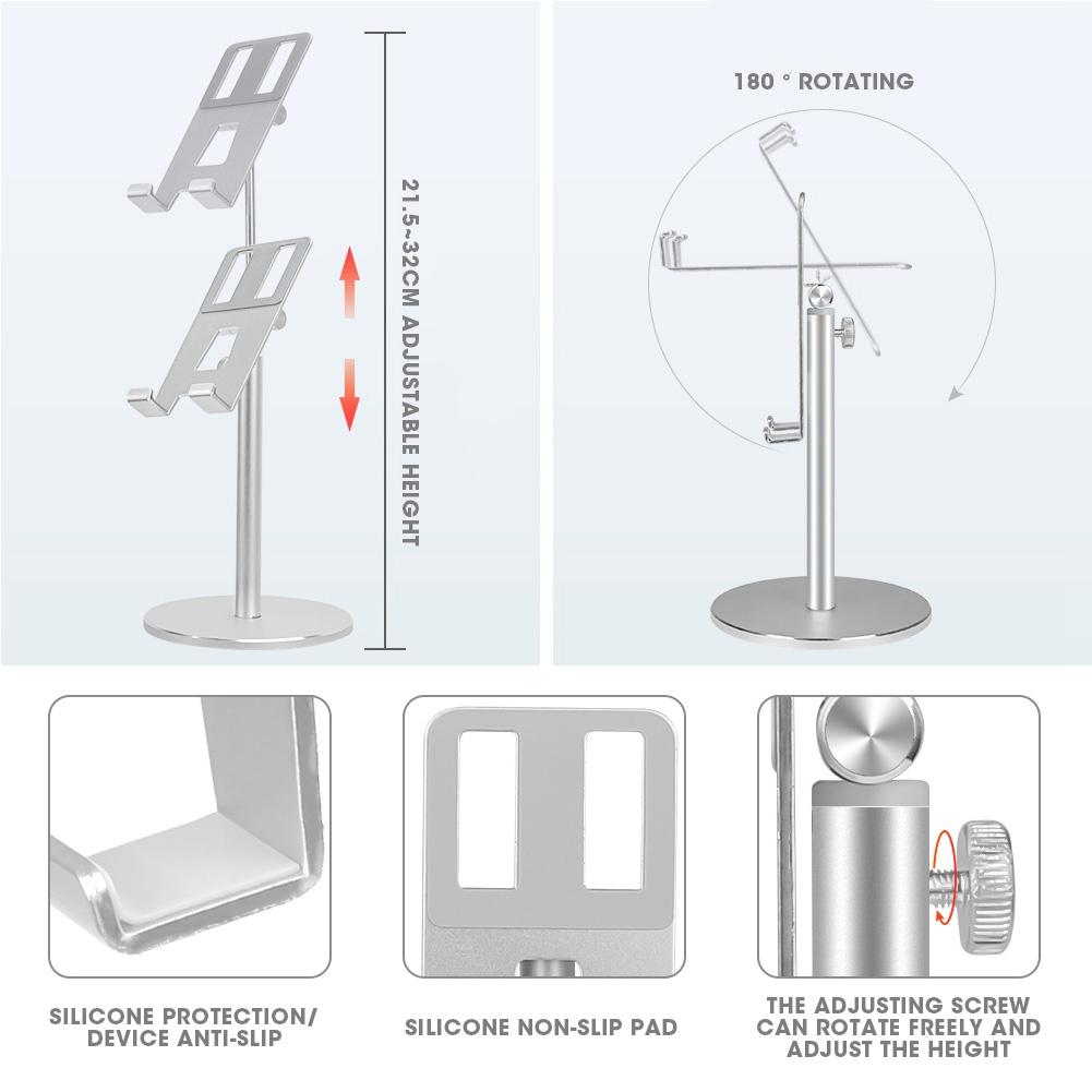 Universal Mobile Phone Holder Support Bracket Stand Height Angle Adjustable with Base for Desktopblack