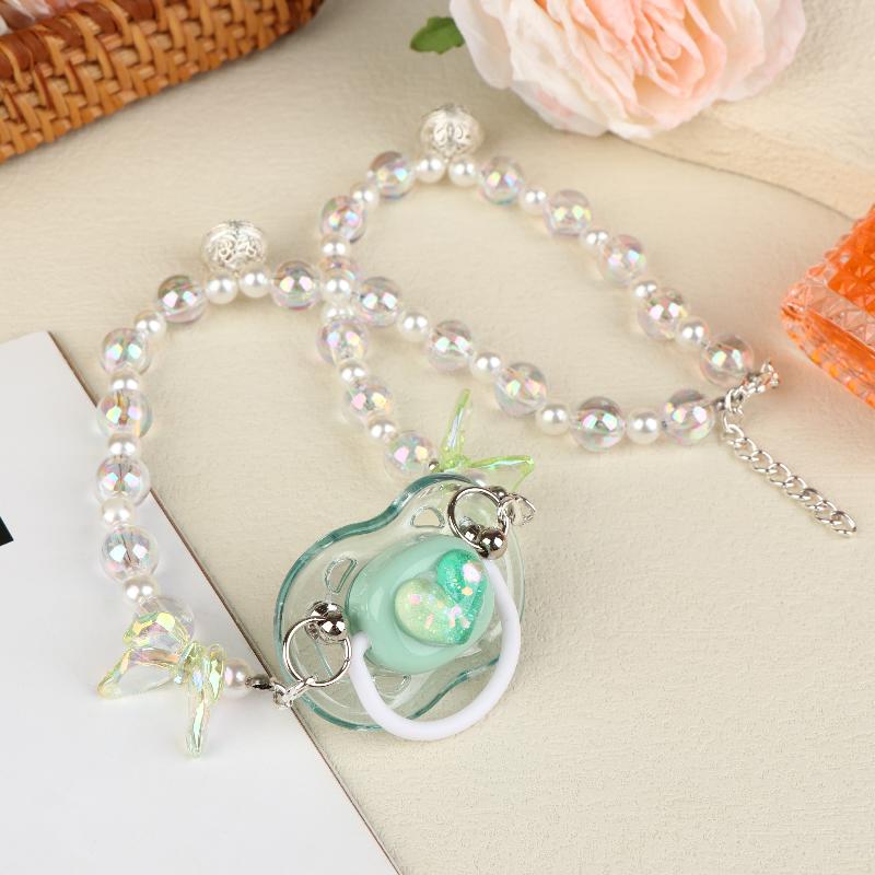 Sweet Beads Chain Pacifier Gag Collar Couple Toy Soft Silicone High-End Adult Pacifier Creating An Exclusive Luxury Leisure Time
