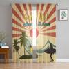 New Vintage Card Hawii Beach Sheer Curtain For Living Room Bedroom Voile Curtains For Window Organza Curtains Party Tulle Drapes