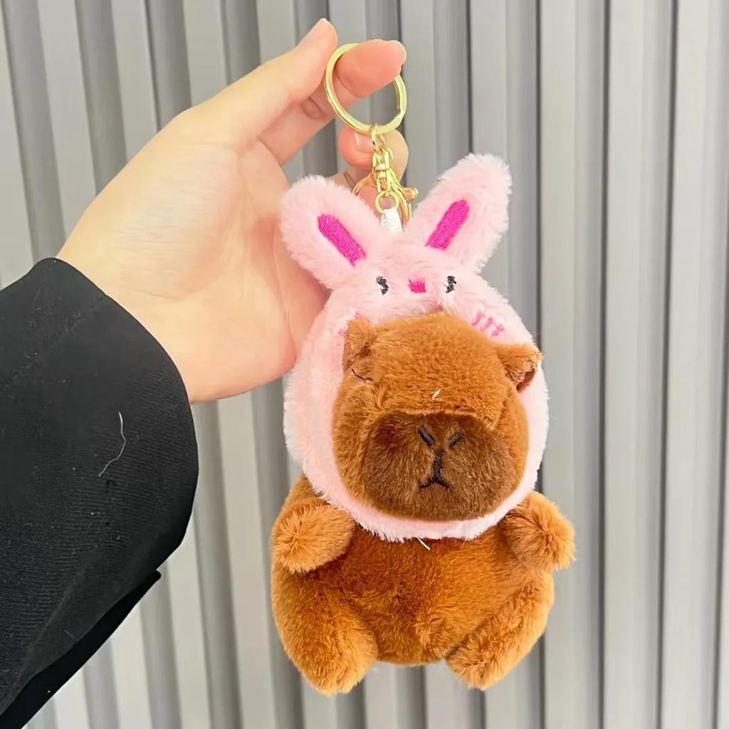 Cartoon Capybara Plush Keychain Pendant Toy Doll Bag Hanging Ornament Cute Desktop Car Decoration for Kids Birthday Gift