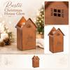 Suport de lumânare din metal rustic în formă de casă Mărime mare Stil vintage Lanternă decorativă pentru interior Exterior Decor acasă