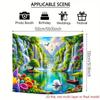 2D Fairy Lake Waterfall Backdrop Colorful Flowers Swan Tapestry for Festival Decoration
