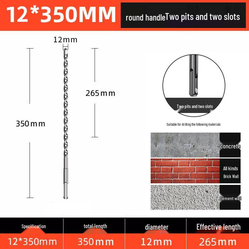 Blue Sheng High-Impact Hammer Drill Bit, Round/Square Shank for Concrete Wall Penetration, Electric Hammer, High Hardness