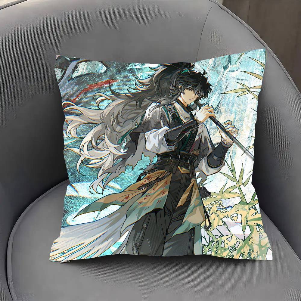 Qiuyuan Anime W-wuthering Waves Pillow Case Fashion Square Pillowcase Bedroom Sofa Room Ins Decoration Leisure