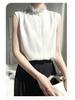 Silky Lotus Leaf Lace Collar Sleeveless Top for Women - Spring/Summer Fashion Layering Essential