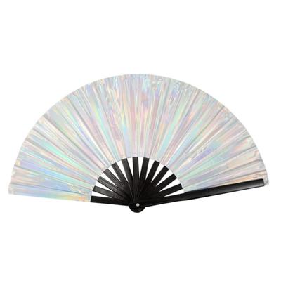 Getrays Éventail Big Glitter, Tenez un Éventail Métallique Holographique pour les Fêtes, Éventail à Main Chinois Kung Fu Tai Chi 13" pour le Divertissement de Fête, Éventail à Main Flash en Plastique
