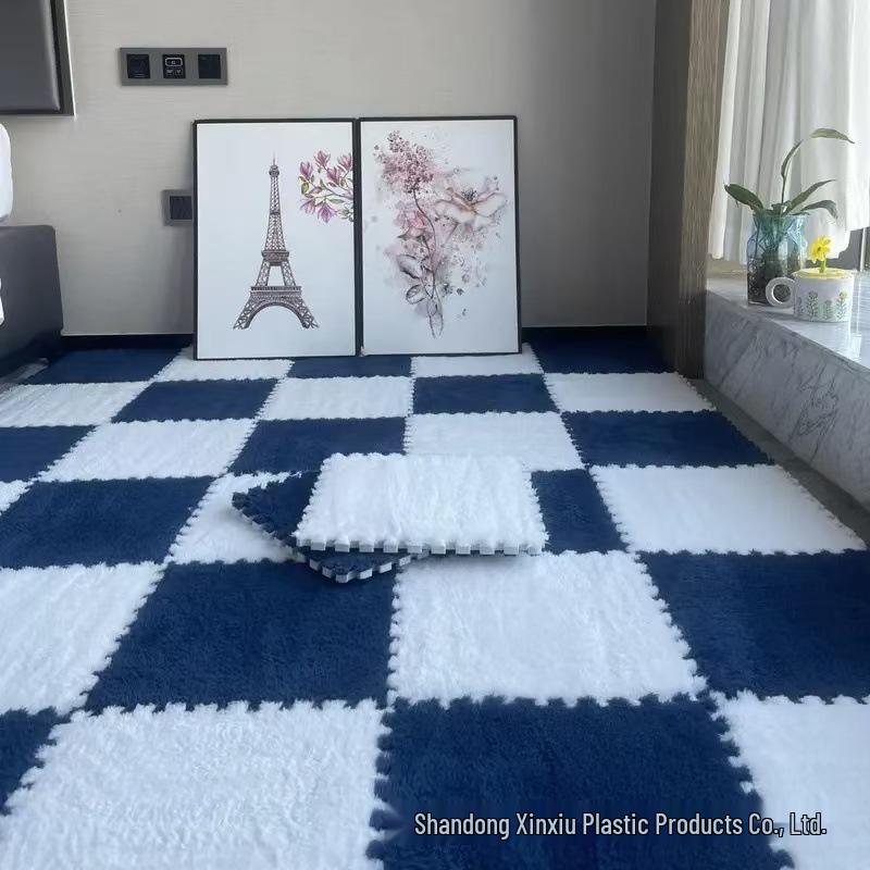 Plush Puzzle Rug: Thickened, Removable, Cold-Insulating Floor Mat for Living Room, Bedroom, or Bedside