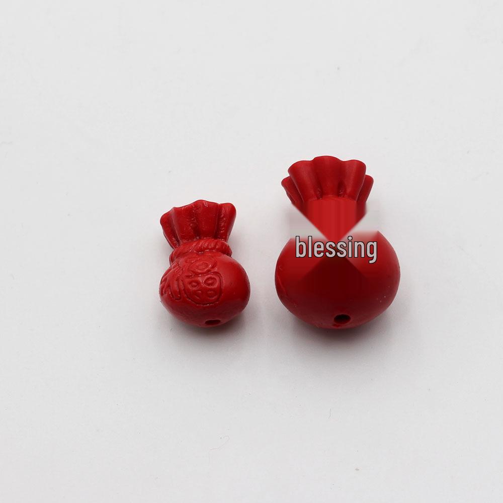 DIY Imitation Cinnabar Lucky Bag Charm: Small Money Bag Pendant with Fu Character, Cloud Design, and Bracelet Accessory