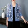 Summer Lace Knitted Sunscreen Cardigan Jacket Women Fashion Mid-Aged Short Shawl Conditioning Knitwear Shirt Coat Female
