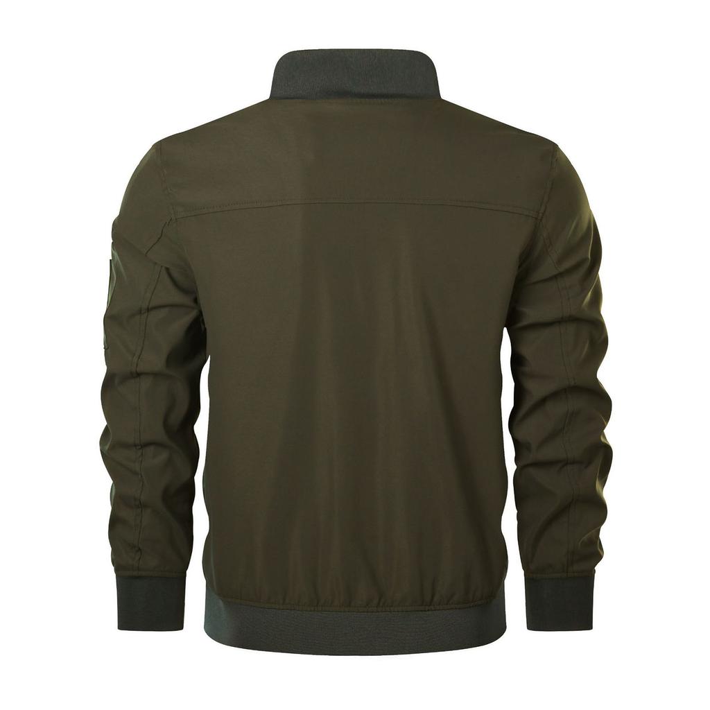 Men's Leisure Standing Collar Arm Zipper Jacket Coat