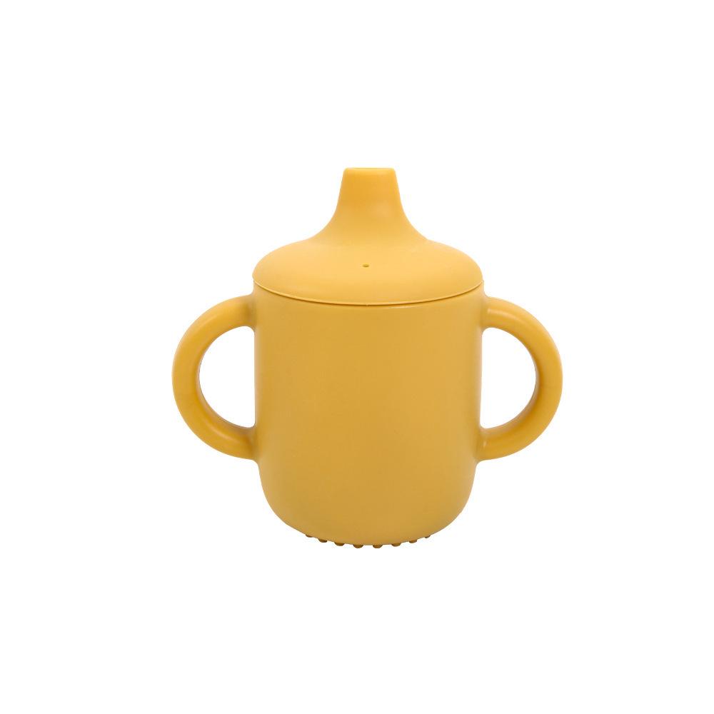 Food-Grade Silicone Straw Cup for Infants & Toddlers - Non-Slip, Leak-Proof, with Lid & Duckbill Spout, High-Temperature & Drop Resistant.