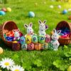 Happy Easter Bunny Figurine Hand-painted Colorful Egg Rabbit Resin Statue Sculpture Holiday