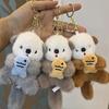 2 pièces Fashion Mignon Loutres Peluche Tenant Poissons Porte-clés Dessin Animé Mignonnes Loutres Sac d'école Pendentif Porte-clés Jouet Amusant Cadeaux Étudiant
